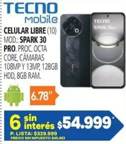 Casa del Audio Tecno mobile celular libre oferta