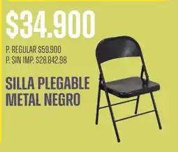 Supermercados Vea Silla plegable metal negro oferta