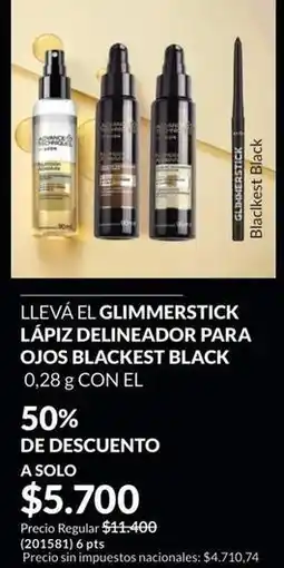 Avon Solo - glimmerstick lápiz delineador para ojos blackest black 0,28 g oferta
