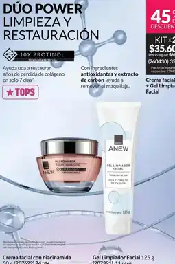 Avon Anew - dúo power limpieza y restauración - crema facial + gel limpiador facial oferta