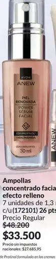 Avon Anew - ampollas concentrado facial efecto relleno 7 unidades de 1,3 c/u (172101) 26 pts oferta