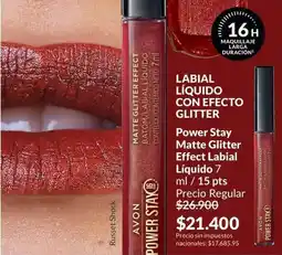 Avon Avon - power stay matte glitter effect labial líquido 7 ml oferta