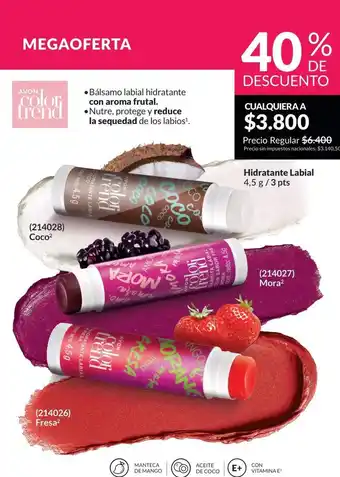 Avon - bálsamo labial hidratante con aroma frutal