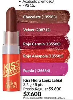 Avon Velvet - kiss hidra lápiz labial oferta
