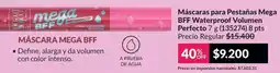 Avon Máscaras para pestañas mega bff waterproof volumen perfecto 7 g (135274) 8 pts oferta