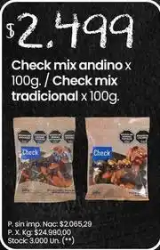 Changomas Check mix andino x 100g. / check mix tradicional x 100g oferta
