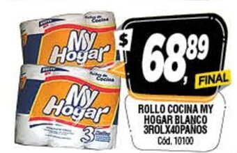 Supermercados Yaguar Rollo Cocina My Hogar Blanco 3Rolx40Panos oferta