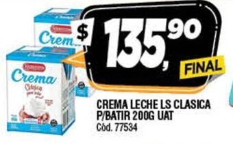 Supermercados Yaguar Crema Leche LS Clasica P/Batir 200g Uat oferta