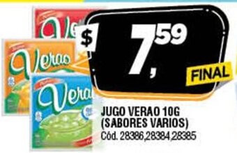 Supermercados Yaguar Jugo Verao 10g (Sabores Varios) oferta