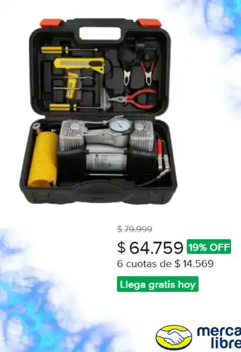 Llanta infladora con herramientas