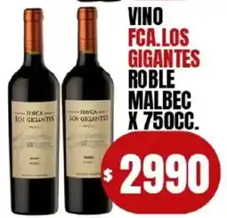 Supermercados Mariano Max Fca. los gigantes vino roble malbec oferta