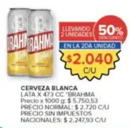 Carrefour Brahma cerveza blanca oferta