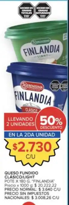 Carrefour Finlandia queso fundido clásico/light oferta