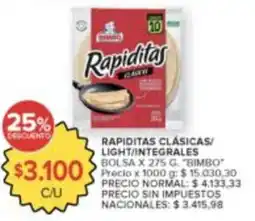 Carrefour Bimbo rapiditas clásicas/light/integrales oferta