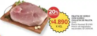Paleta de cerdo con hueso/ chuleta de paleta