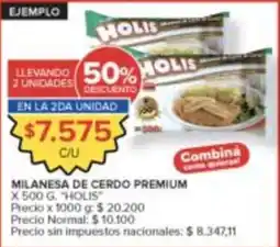 Carrefour Holis milanesa de cerdo premium oferta