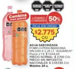 Carrefour Aquarius agua saborizada pomelo/pera/manzana oferta
