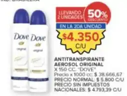 Carrefour Dove antitranspirante aerosol original oferta