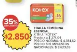 Carrefour Kotex toalla femenina esencial oferta