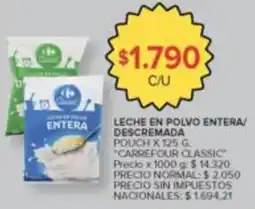 Carrefour Carrefour classic leche en polvo entera/ descremada oferta