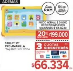Carrefour Sky Kid tablet 10" pro amarilla oferta