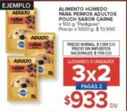 Carrefour Pedigree alimento húmedo para perros adultos pouch sabor carne oferta