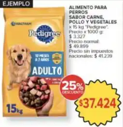 Carrefour Pedigree alimento para perros sabor carne pollo y vegetales oferta