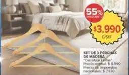 Carrefour Carrefour Home set de 3 perchas de madera oferta