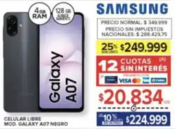 Carrefour Samsung celular libre mod. galaxy a07 negro oferta