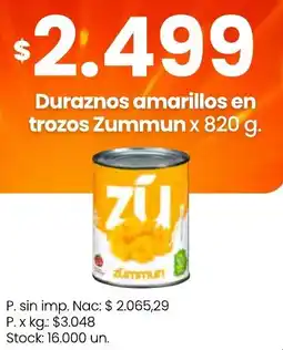Changomas Zummun duraznos amarillos en trozos oferta