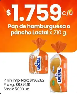 Changomas Lactal pan de hamburguesa o pancho oferta