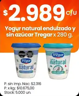 Changomas Tregar yogur natural endulzado y sin azúcar oferta