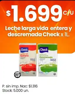Changomas Check leche larga vida entera y descremada oferta