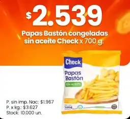 Changomas Check papas bastón congeladas sin aceite oferta