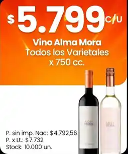 Changomas Alma mora vino todos los varietales oferta