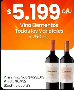 Changomas Elementos vino todos los varietales oferta