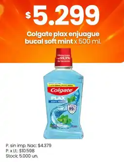 Changomas Colgate plax enjuague bucal soft mint oferta