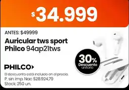 Changomas Philco auricular tws sport 94ap21tws oferta