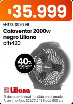 Changomas Liliana caloventor 2000w negro oferta