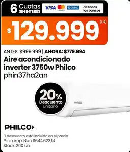 Changomas Philco aire acondicionado inverter 3750w oferta