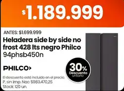 Changomas Philco heladera side by side no frost 428 its negro oferta