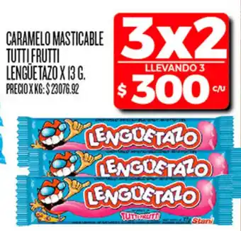 Lenguetazo caramelo masticable tutti frutti