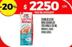 Supermercados DIA Las tres niñas crema de leche para cocinar oferta