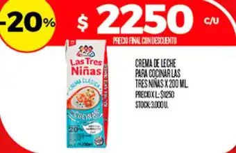 Supermercados DIA Las tres niñas crema de leche para cocinar oferta