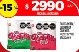 Supermercados DIA Ricotta semimagia oferta