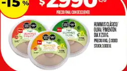 Supermercados DIA Buggit hummus clásico/oliva/pimentón oferta