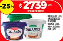 Supermercados DIA Finlandia queso untable light/clásico/reducido en calorías oferta