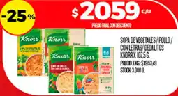Supermercados DIA Knorr sopa de vegetales / pollo / con letras / diedalitos oferta