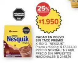 Carrefour Nesquik cacao en polvo sin tacc premix oferta