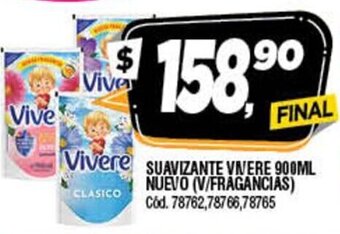 Supermercados Yaguar Suavizante Vivere 900ml Nuevo (V/Fragancias) oferta